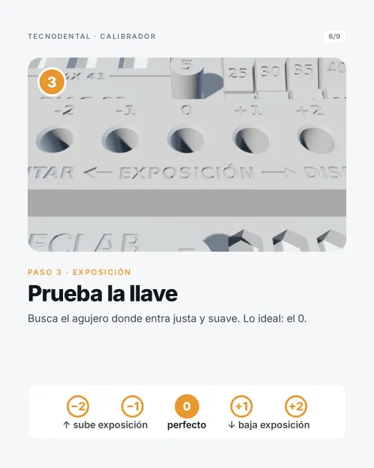 Paso 3: probar la llave en los agujeros −2 a +2; lo ideal es el 0.